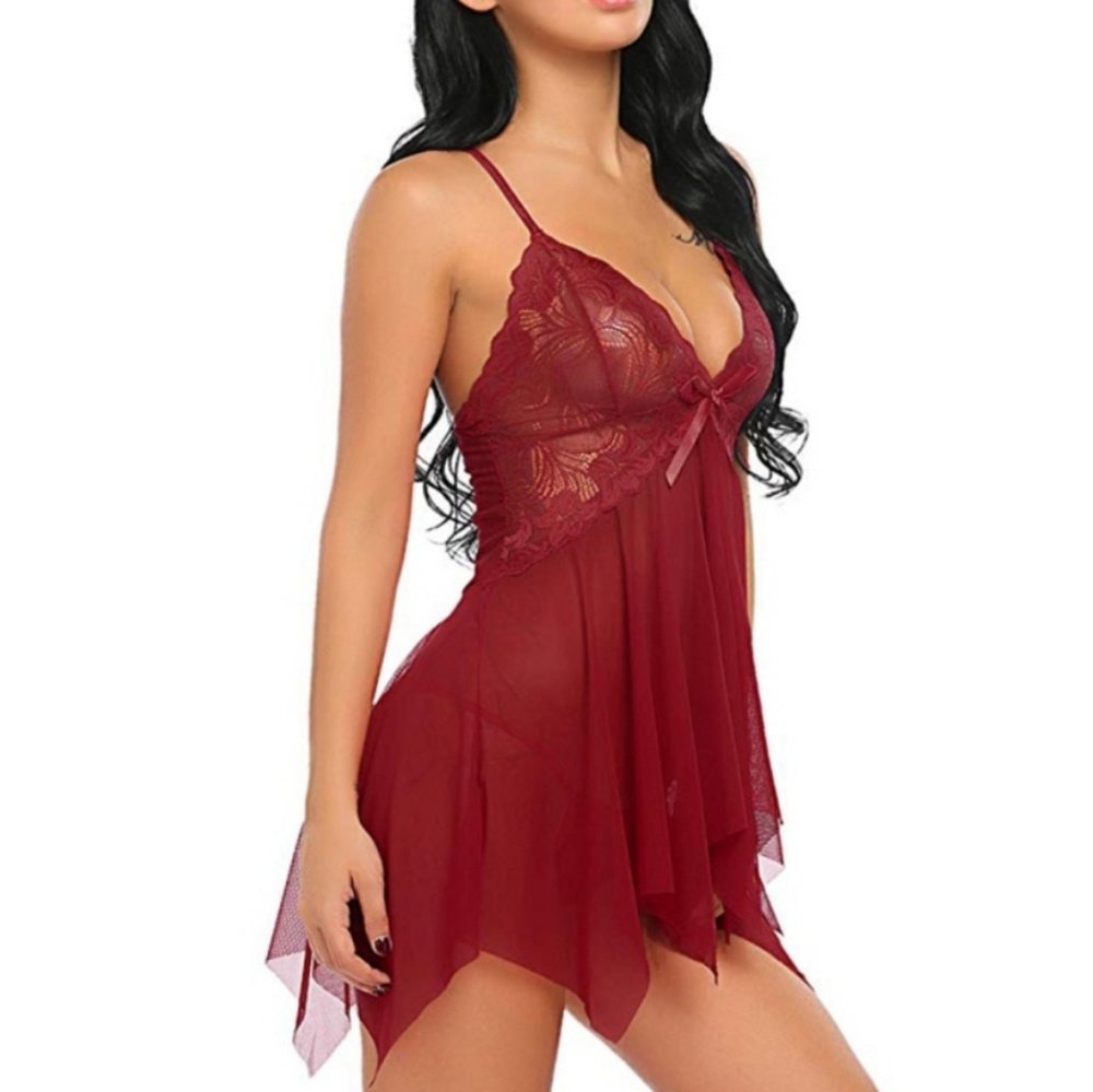 ๐นHP๐น V Neck Lace see-threw 2PC Lingerie Set NWOT - Picture 2 of 7